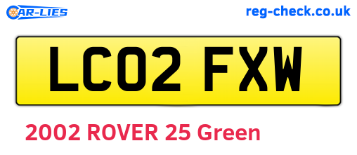 LC02FXW are the vehicle registration plates.