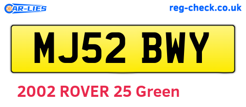MJ52BWY are the vehicle registration plates.