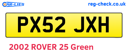 PX52JXH are the vehicle registration plates.