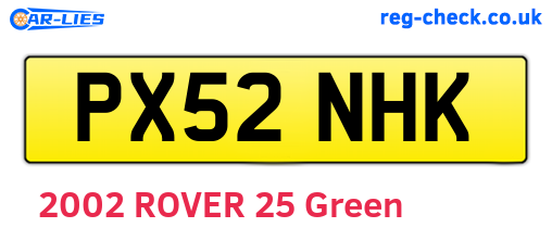 PX52NHK are the vehicle registration plates.