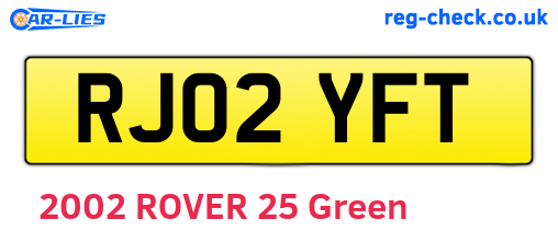 RJ02YFT are the vehicle registration plates.
