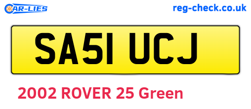 SA51UCJ are the vehicle registration plates.