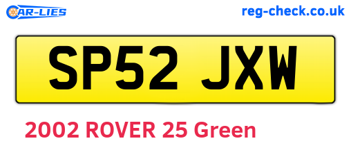 SP52JXW are the vehicle registration plates.