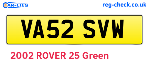 VA52SVW are the vehicle registration plates.