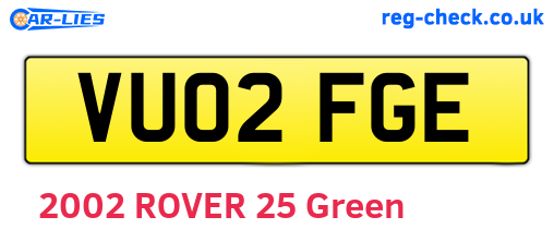 VU02FGE are the vehicle registration plates.