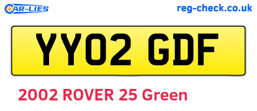 YY02GDF are the vehicle registration plates.