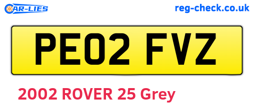 PE02FVZ are the vehicle registration plates.