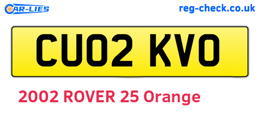 CU02KVO are the vehicle registration plates.