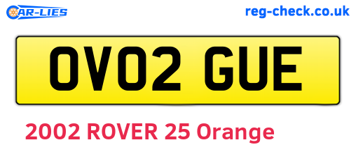 OV02GUE are the vehicle registration plates.