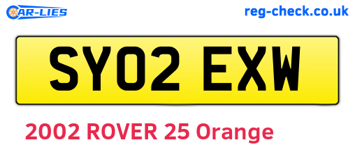 SY02EXW are the vehicle registration plates.