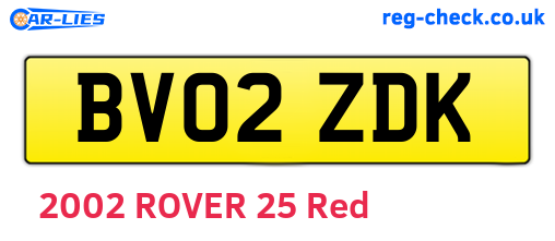 BV02ZDK are the vehicle registration plates.