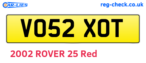 VO52XOT are the vehicle registration plates.