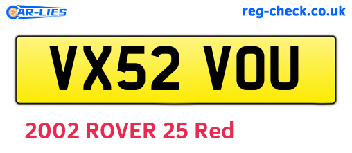 VX52VOU are the vehicle registration plates.
