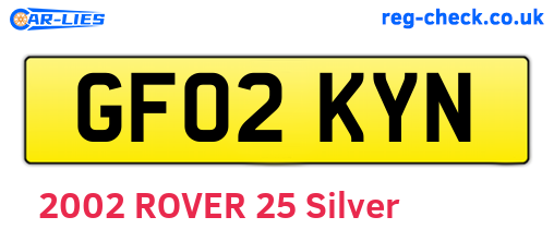GF02KYN are the vehicle registration plates.