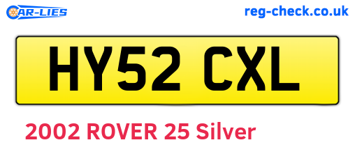 HY52CXL are the vehicle registration plates.