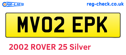 MV02EPK are the vehicle registration plates.