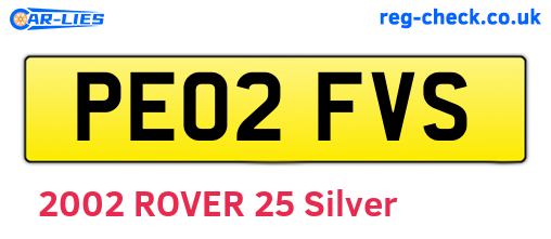 PE02FVS are the vehicle registration plates.