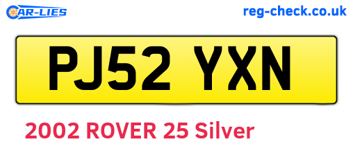 PJ52YXN are the vehicle registration plates.