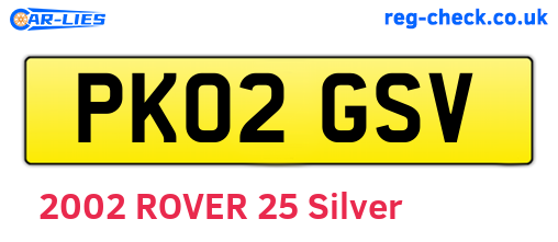 PK02GSV are the vehicle registration plates.