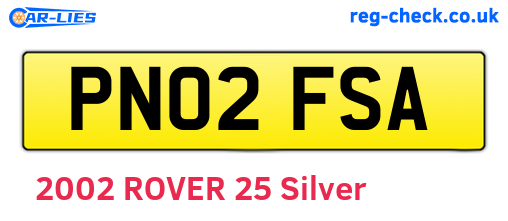 PN02FSA are the vehicle registration plates.