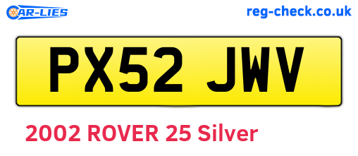 PX52JWV are the vehicle registration plates.