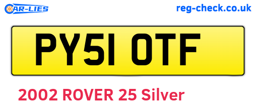 PY51OTF are the vehicle registration plates.