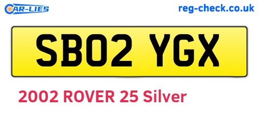 SB02YGX are the vehicle registration plates.