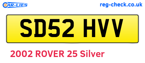 SD52HVV are the vehicle registration plates.