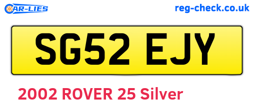 SG52EJY are the vehicle registration plates.