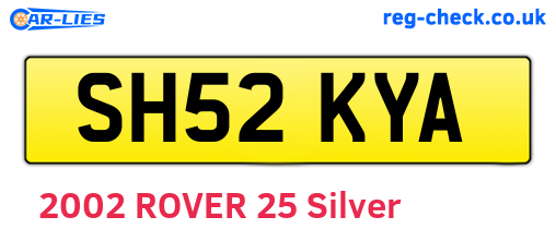 SH52KYA are the vehicle registration plates.