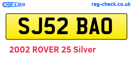 SJ52BAO are the vehicle registration plates.