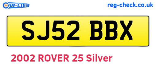 SJ52BBX are the vehicle registration plates.