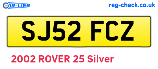 SJ52FCZ are the vehicle registration plates.