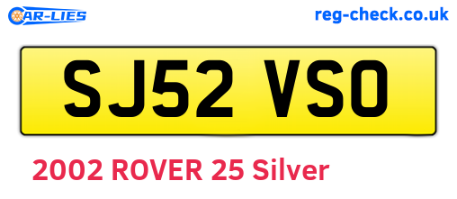 SJ52VSO are the vehicle registration plates.
