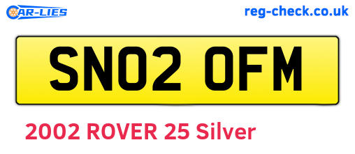 SN02OFM are the vehicle registration plates.