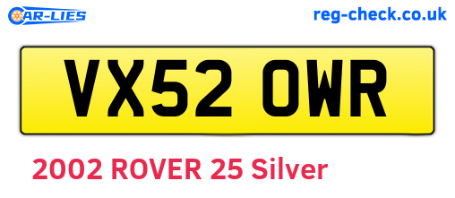 VX52OWR are the vehicle registration plates.