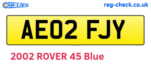 AE02FJY are the vehicle registration plates.
