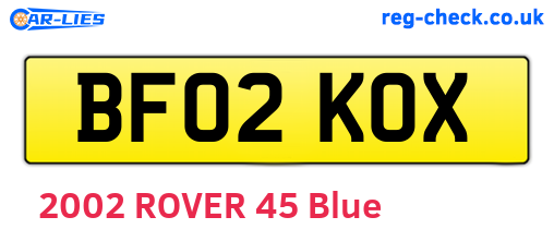 BF02KOX are the vehicle registration plates.