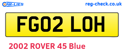 FG02LOH are the vehicle registration plates.