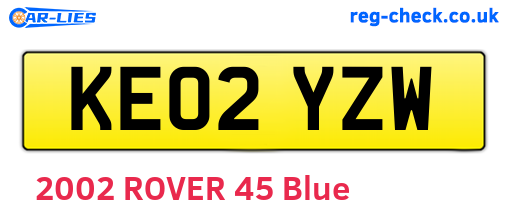 KE02YZW are the vehicle registration plates.