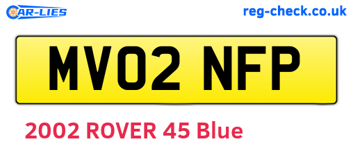 MV02NFP are the vehicle registration plates.