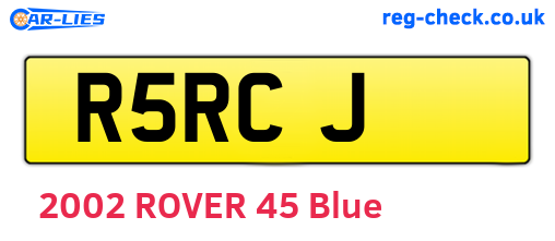 R5RCJ are the vehicle registration plates.
