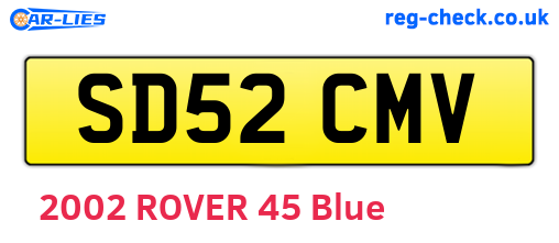 SD52CMV are the vehicle registration plates.