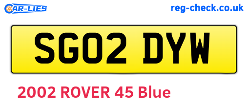 SG02DYW are the vehicle registration plates.