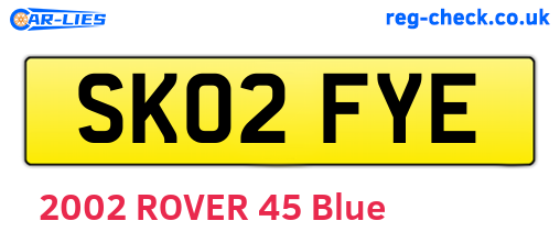 SK02FYE are the vehicle registration plates.