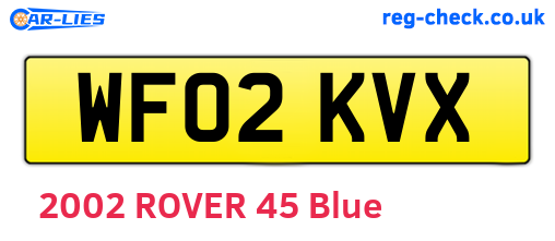WF02KVX are the vehicle registration plates.