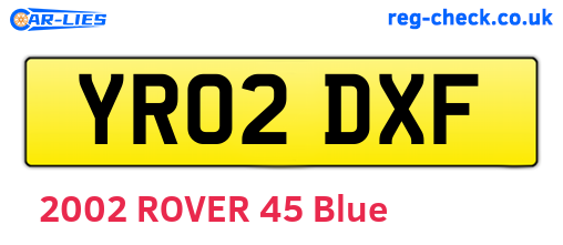YR02DXF are the vehicle registration plates.