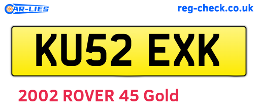 KU52EXK are the vehicle registration plates.