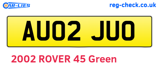 AU02JUO are the vehicle registration plates.
