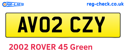 AV02CZY are the vehicle registration plates.